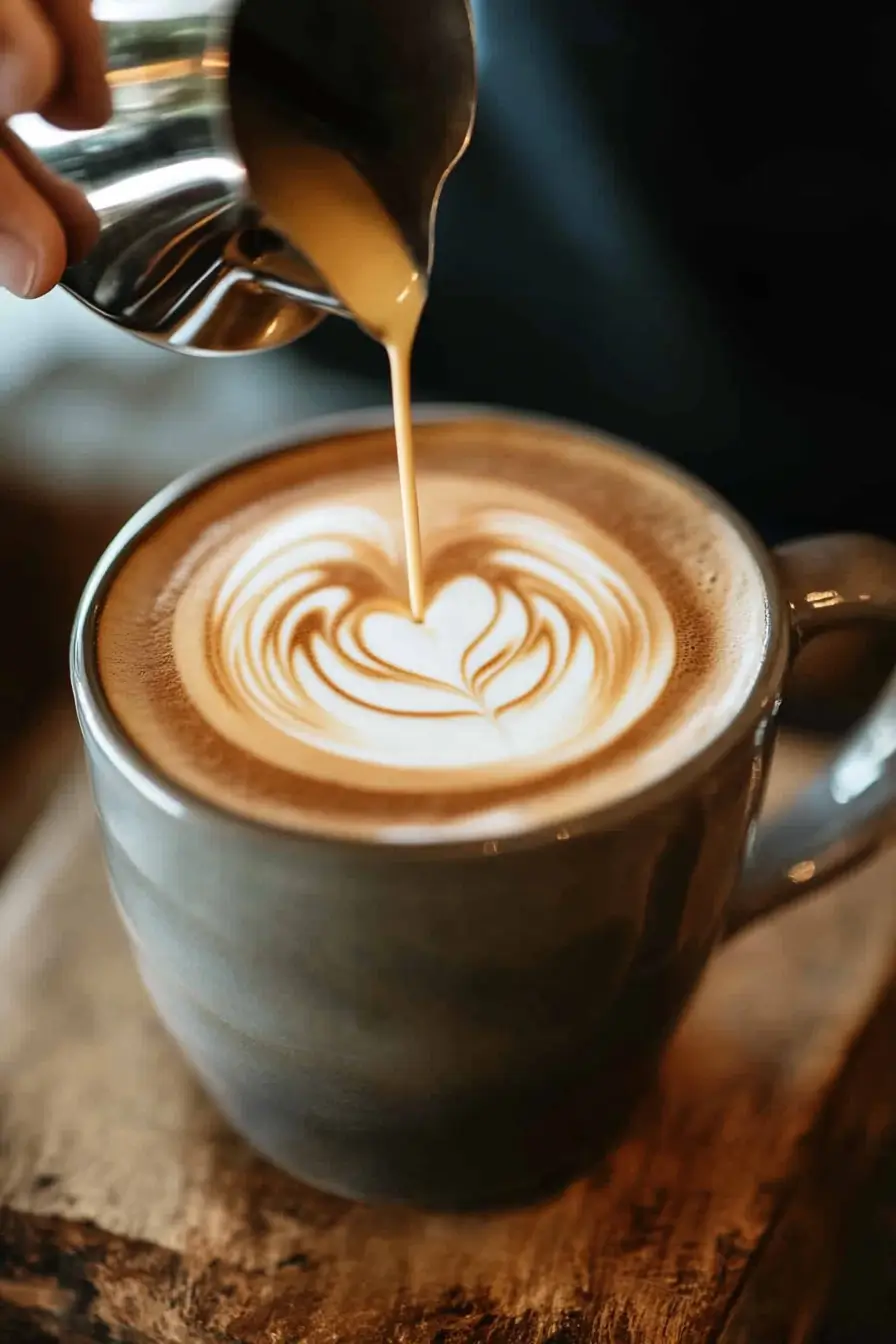 homemade breve coffee in a cozy ceramic mug