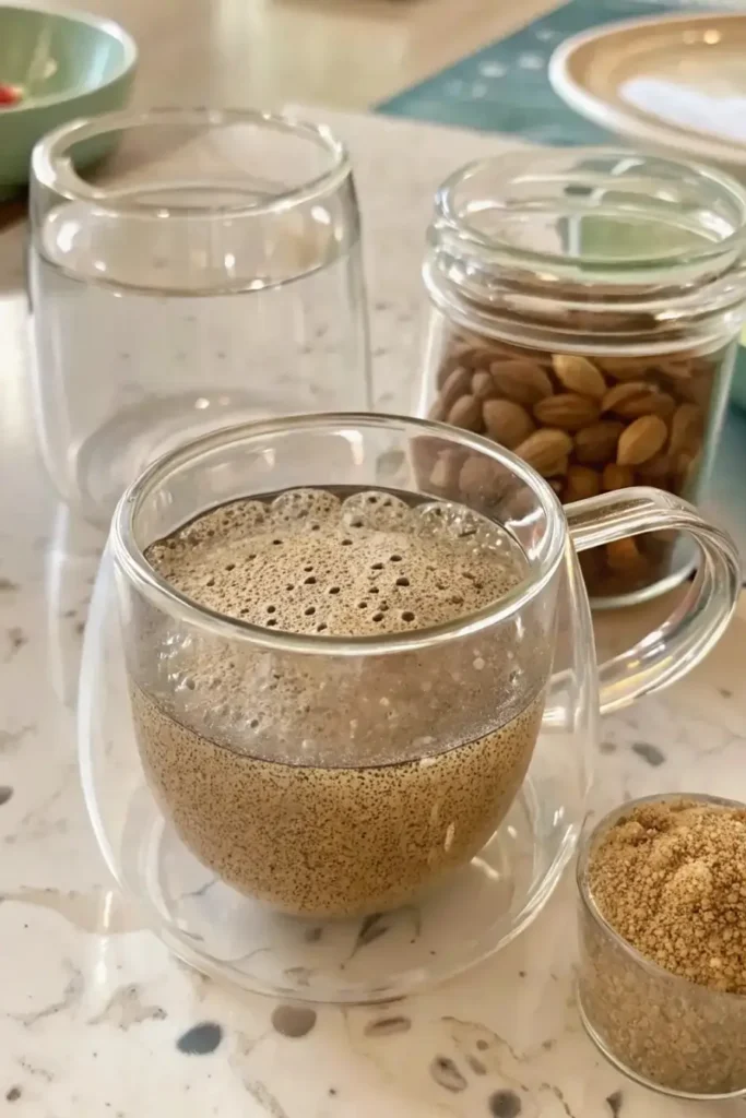 Bariatric seed trick recipe roasted pumpkin seeds with turmeric and ginger in glass jar on rustic wooden table
