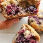 Homemade blackberry oatmeal muffin recipe with oats and juicy berries