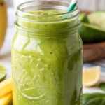 Hulk smoothie recipe in mason jar with banana and spinach