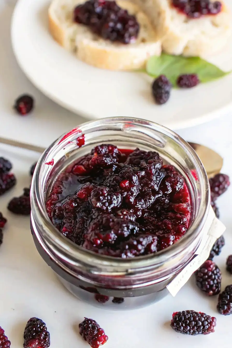 Fresh mulberries prepared for a traditional mulberry jam recipe