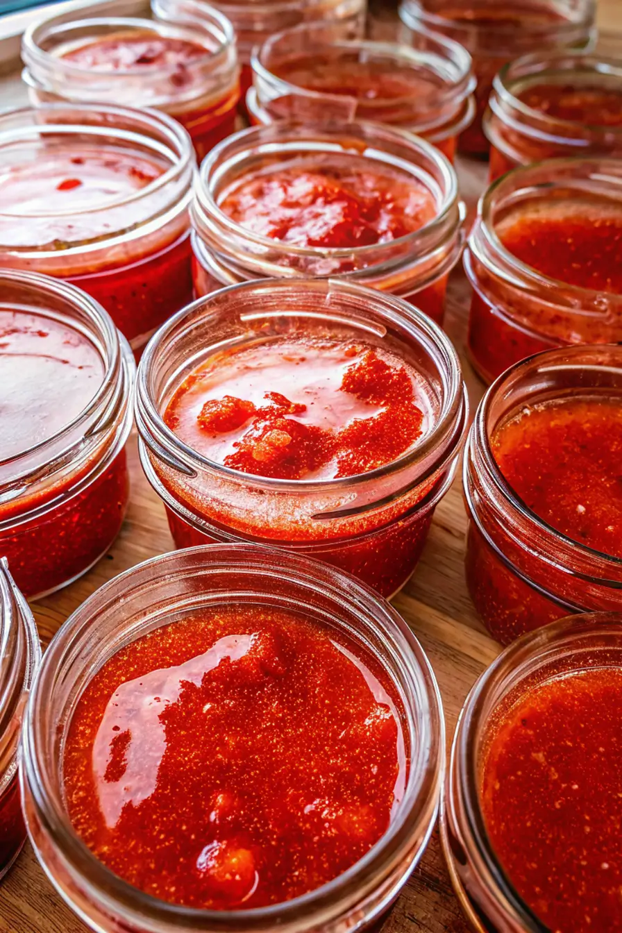 Classic strawberry jam spread on fresh toast